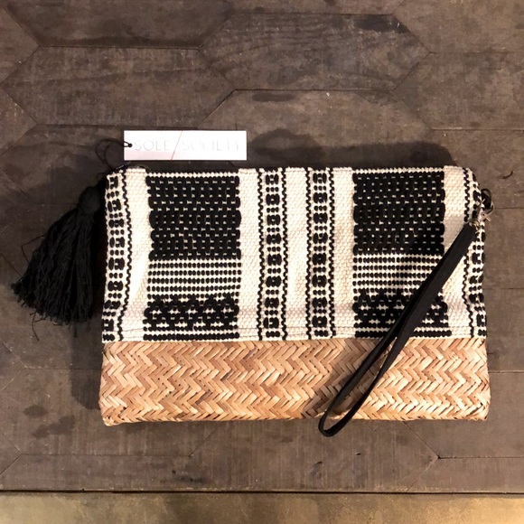 Sole Society Handbags - 🆕Sole Society Wood Tassel Clutch